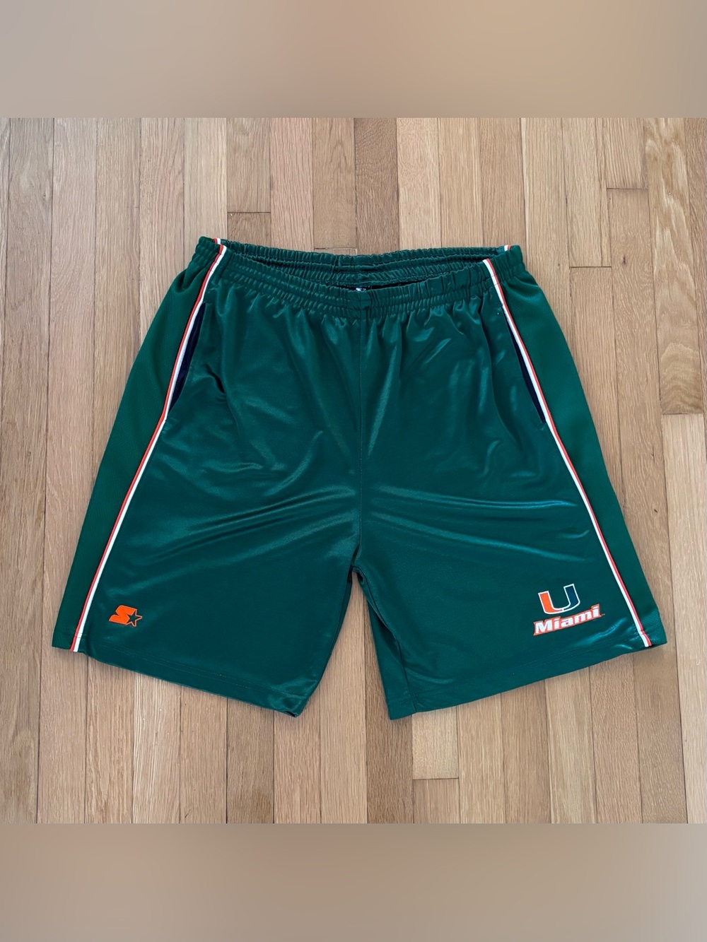 Vintage 90s Starter Miami Hurricanes Dazzle Shorts Mens XL Nylon Basketball